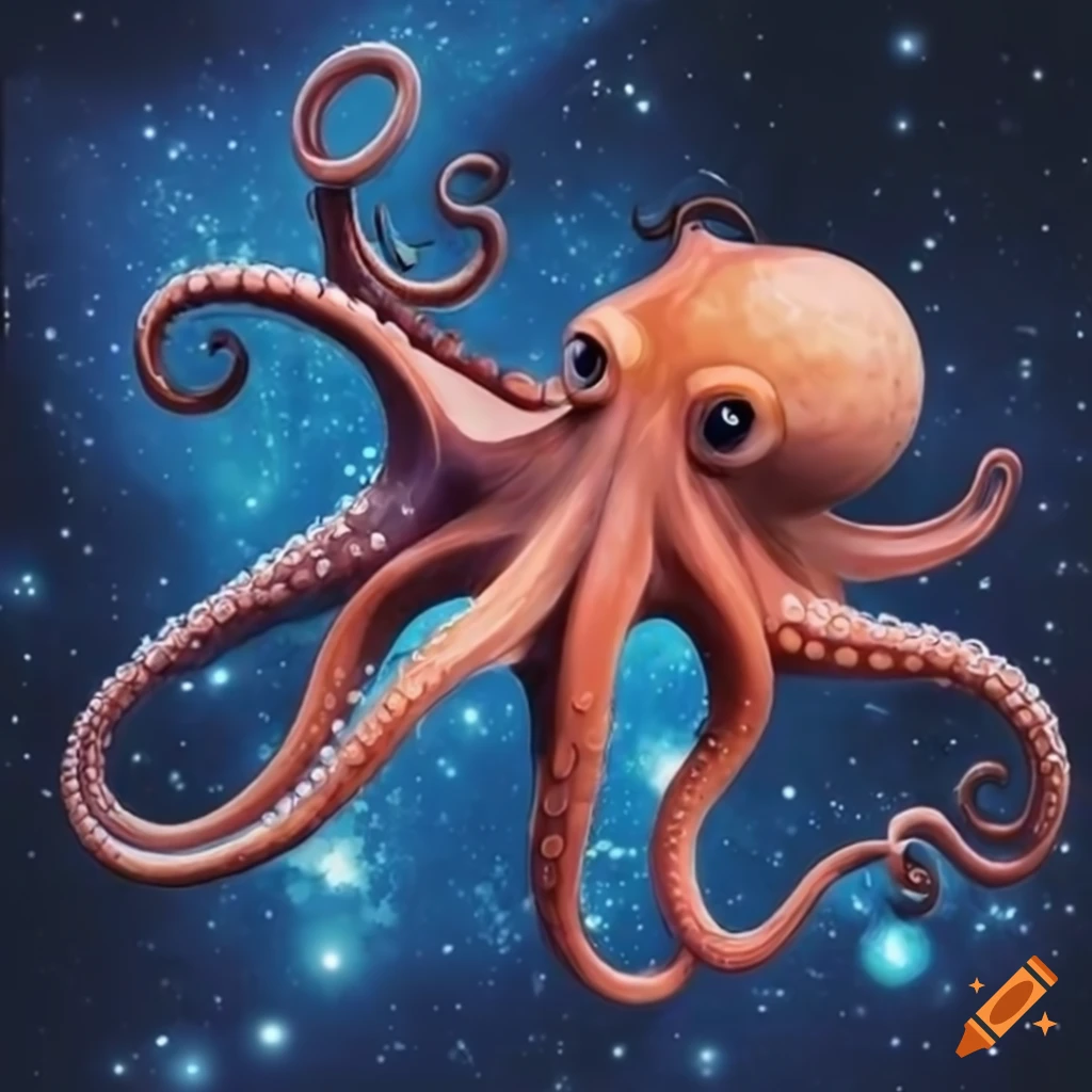 artistic representation of an octopus in space