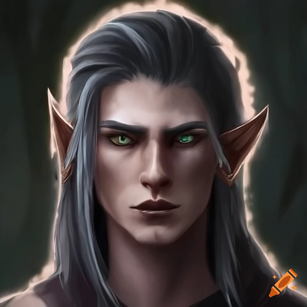 Portrait of a male elf with tattoos