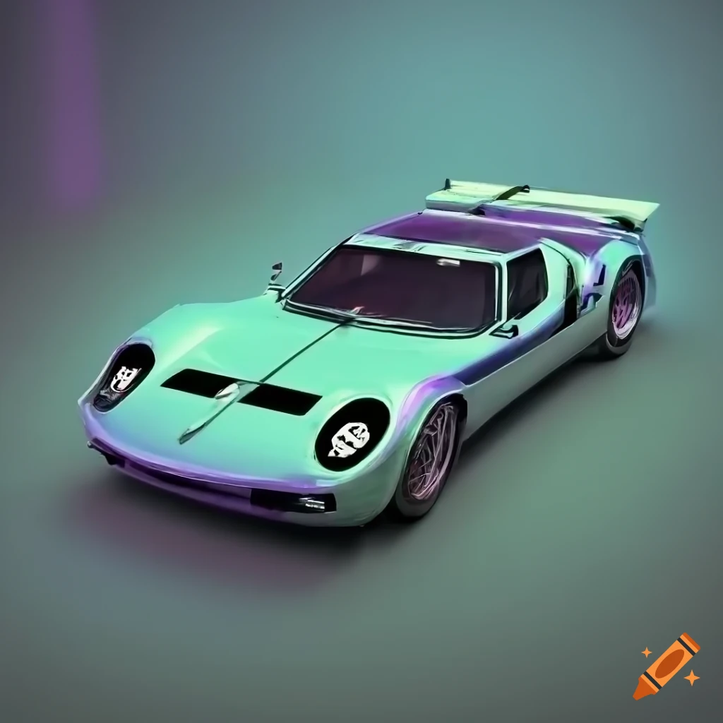 Cyberpunk retro sports car with neon lights on Craiyon