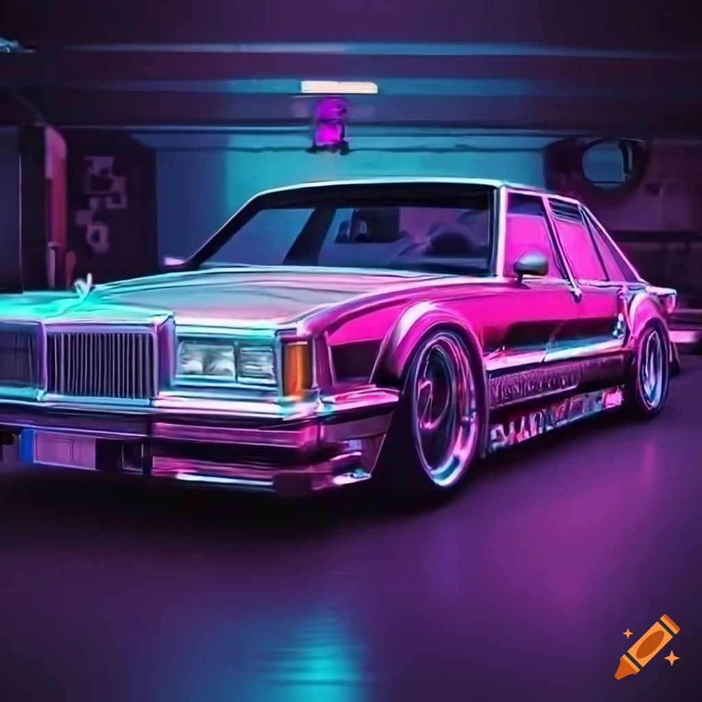 render-of-a-classic-sports-car-with-neon-lights-on-craiyon