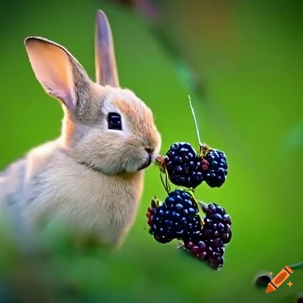 Rabbit eating a blackberry on Craiyon