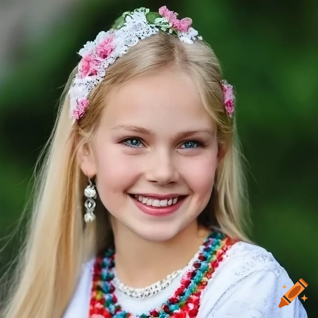 Portrait of a smiling swedish girl in traditional dress