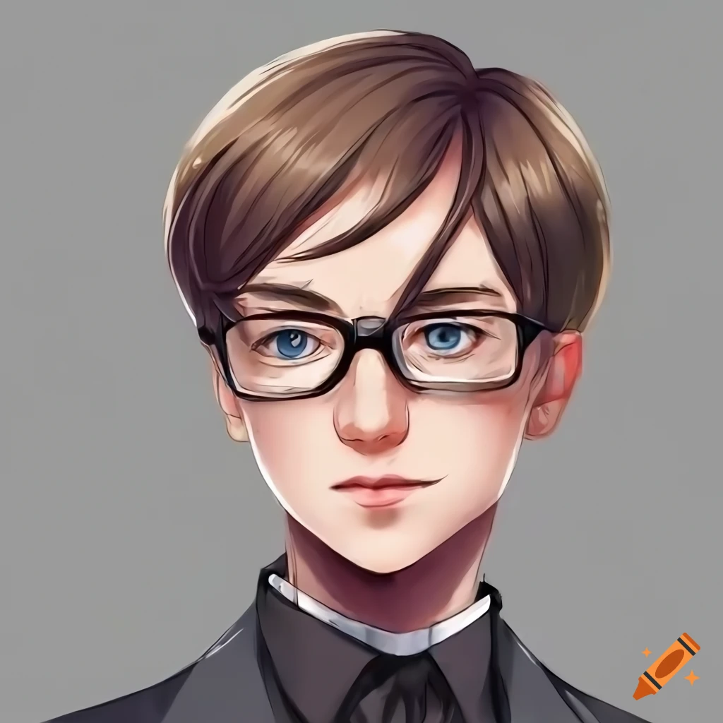 detailed illustration of a nerdy mathematician