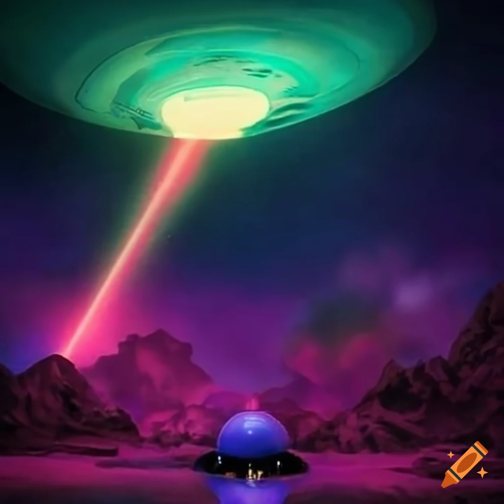 Giant Spaceship Hovering Over A Cold Environment With Ruins Pine Trees giant-spaceship-hovering-over-a-cold-environment-with-ruins-pine-trees