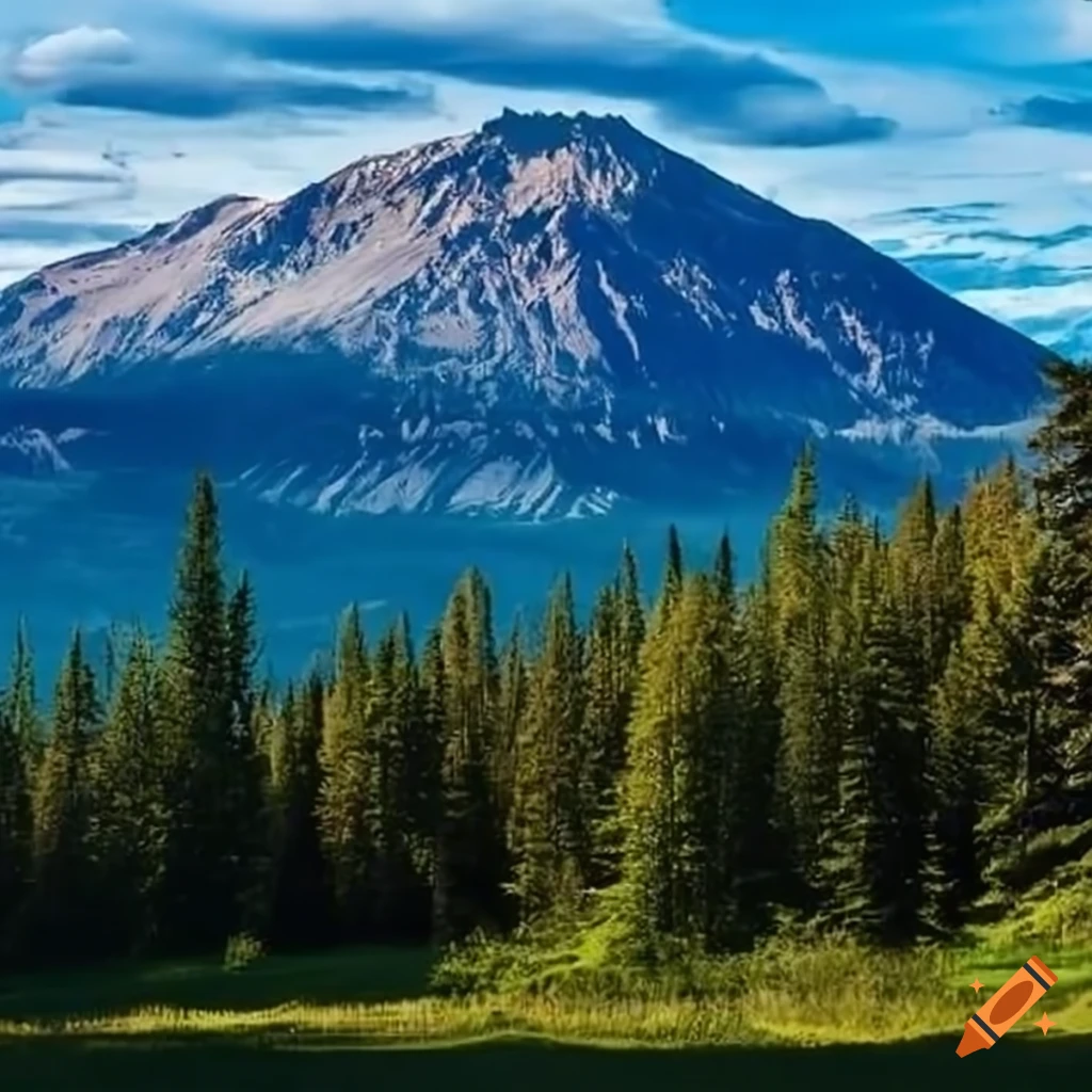 Sunny view of mount mazama on Craiyon