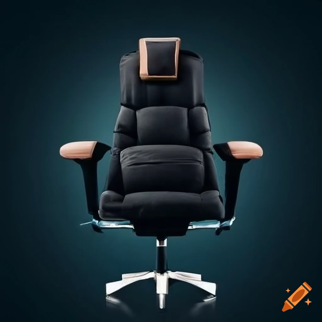 Sleek black office chair with cushioned backrest on Craiyon