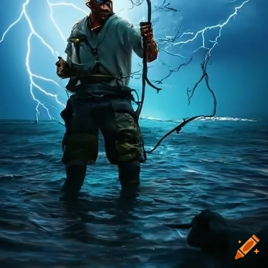 Photo of a guy lightning fishing on Craiyon