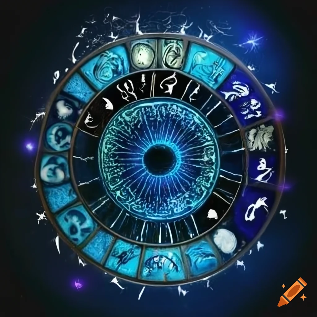 Dark background with mystical astrology symbols