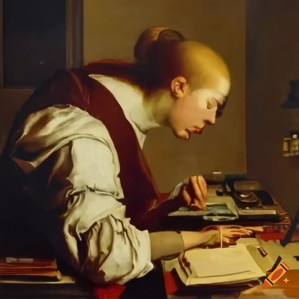 Dutch master painting with circuit boards and computer components