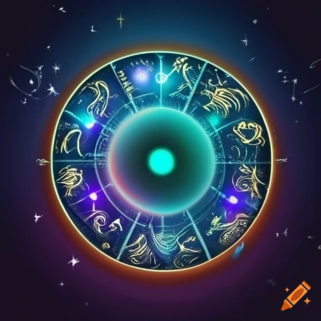 Dark background with astrology symbols