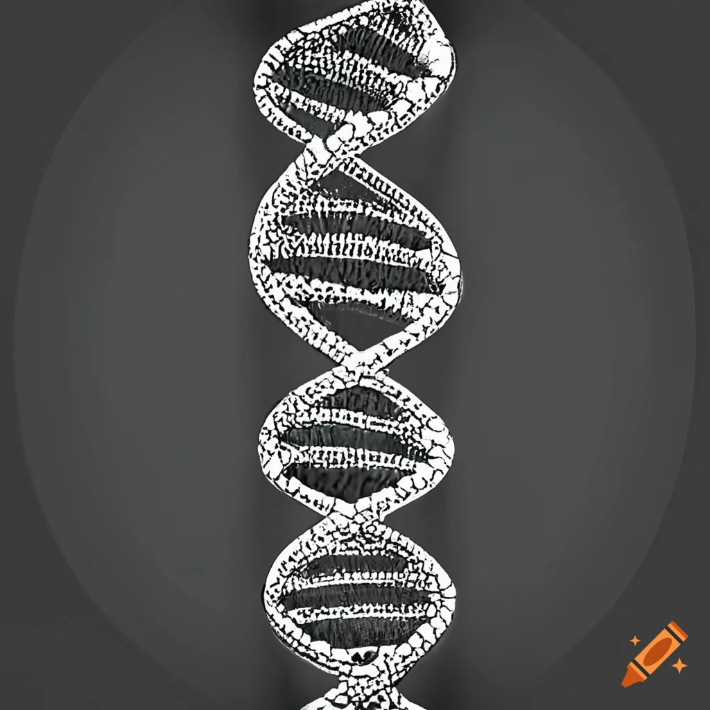 Black And White Illustration Of A Double Dna Helix On Craiyon