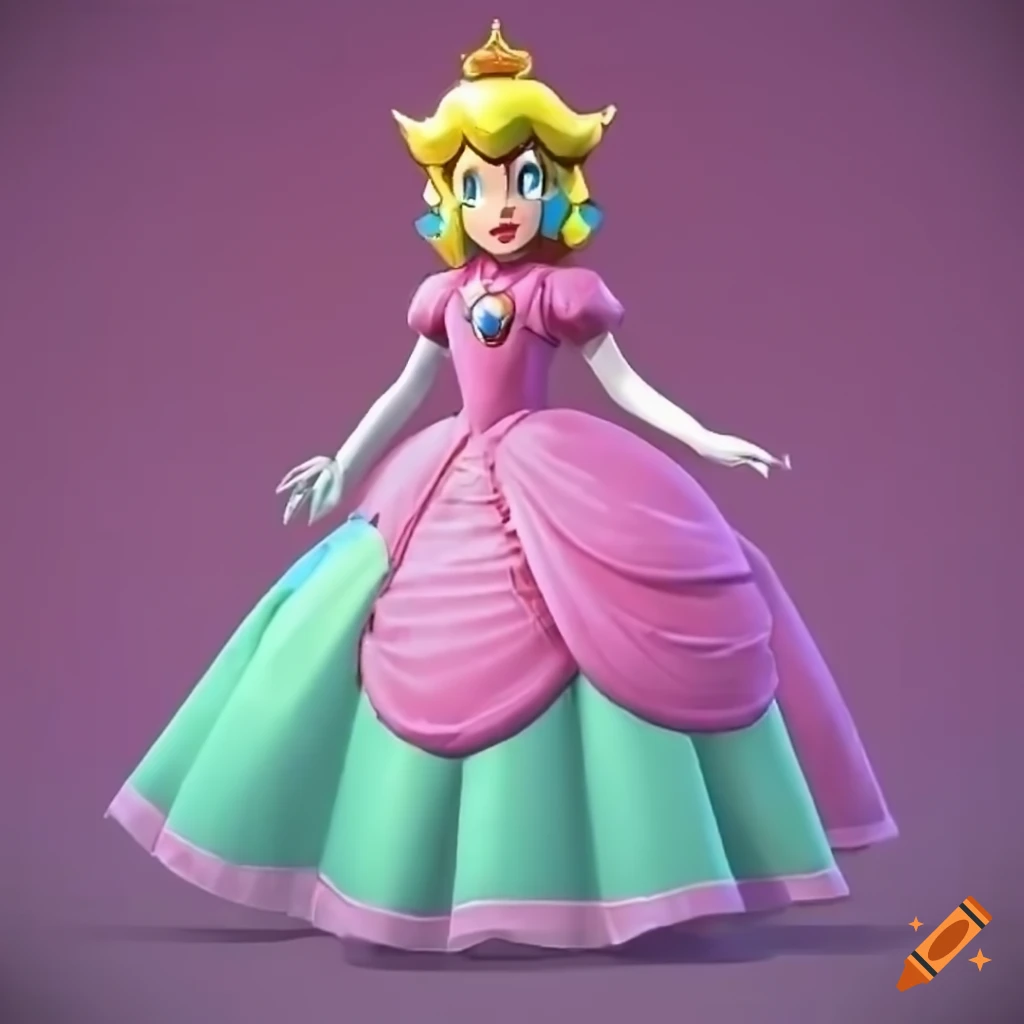 princess-peach-and-link-posing-in-pink-ballgowns-on-craiyon