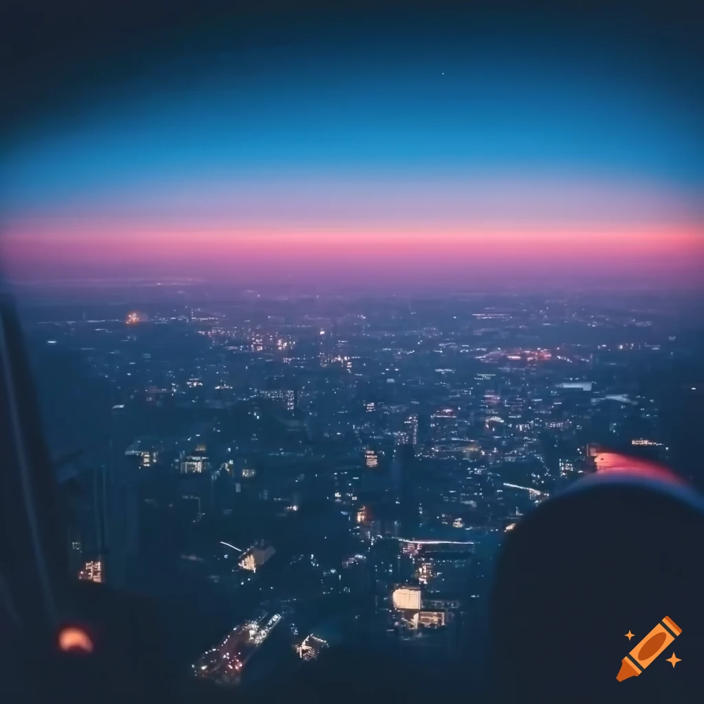View of a city from an airplane window on Craiyon