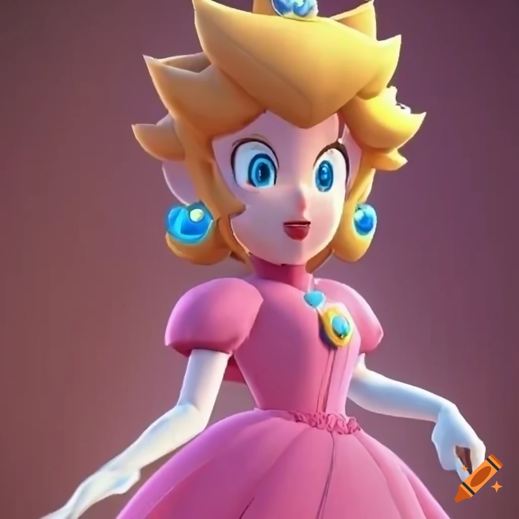 Link in princess peach's pink ballgown in a luxurious dressing room