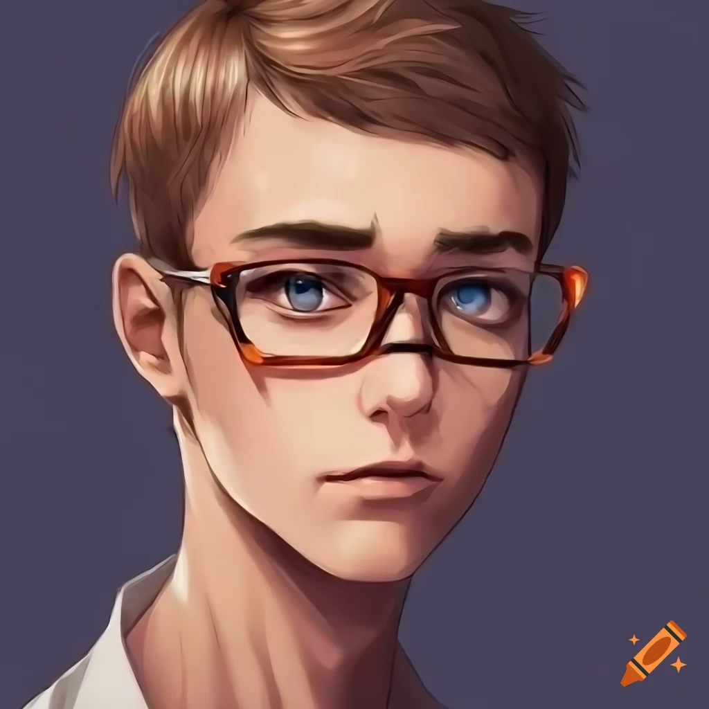 detailed anime-style illustration of a nerdy mathematician