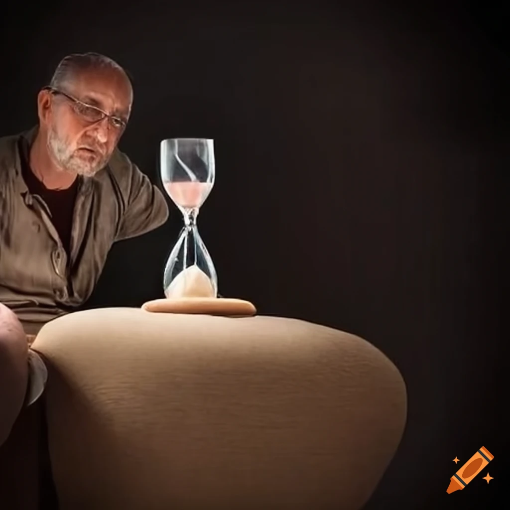 conceptual image of a man holding hourglass
