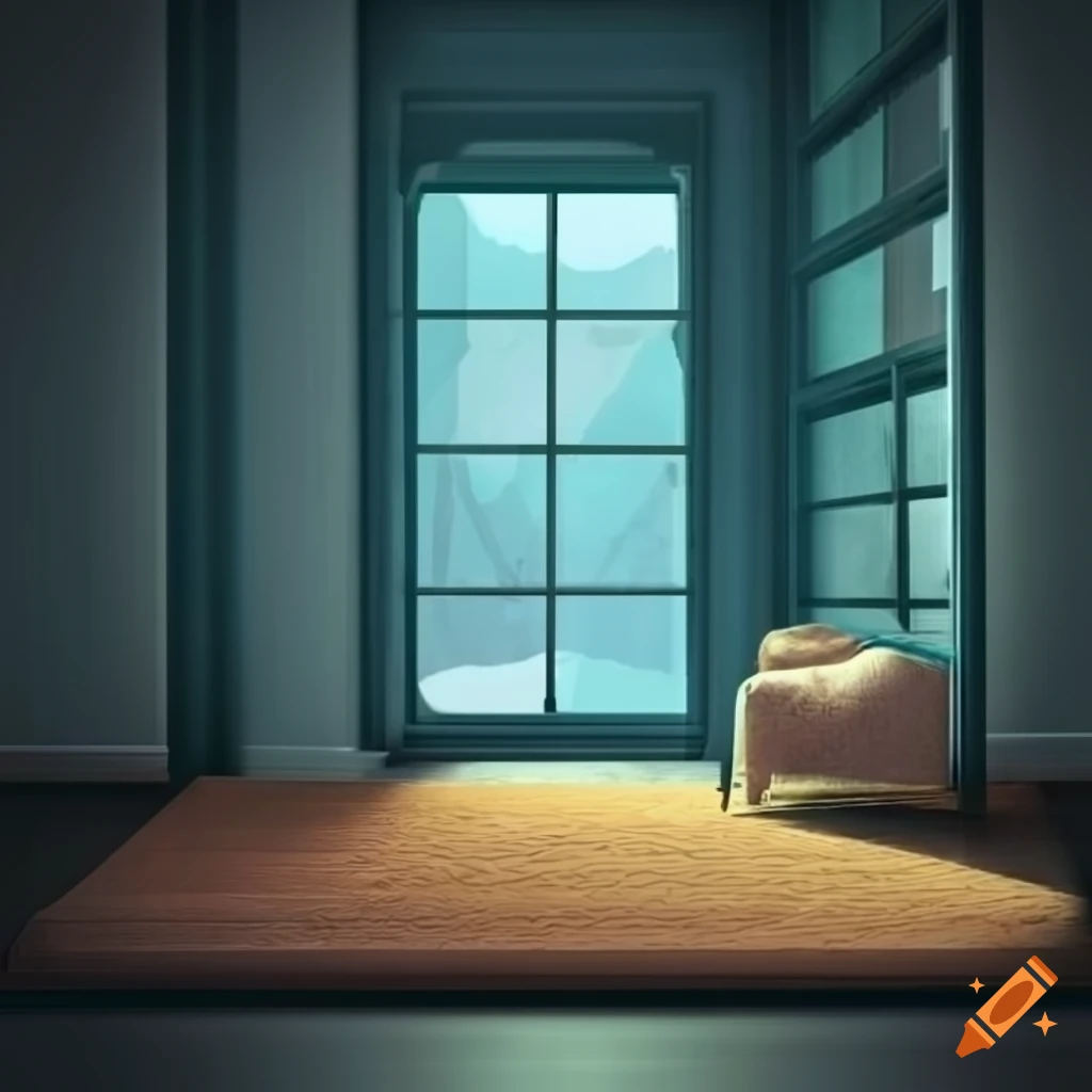 Realistic depiction of a cozy room with a small carpet