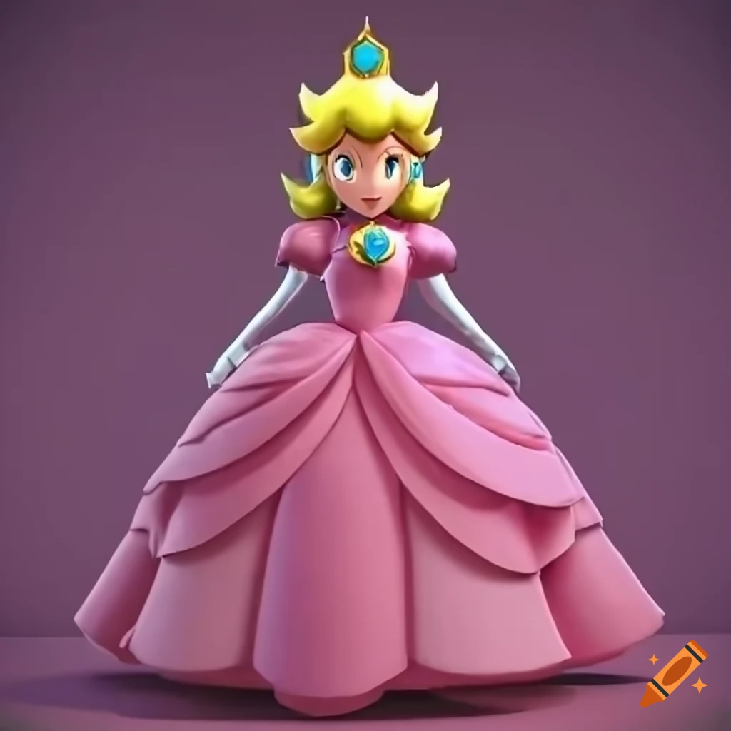 Link wearing princess peach's pink ballgown on Craiyon