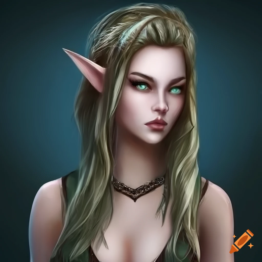 Image of a beautiful young elf in a forest on Craiyon
