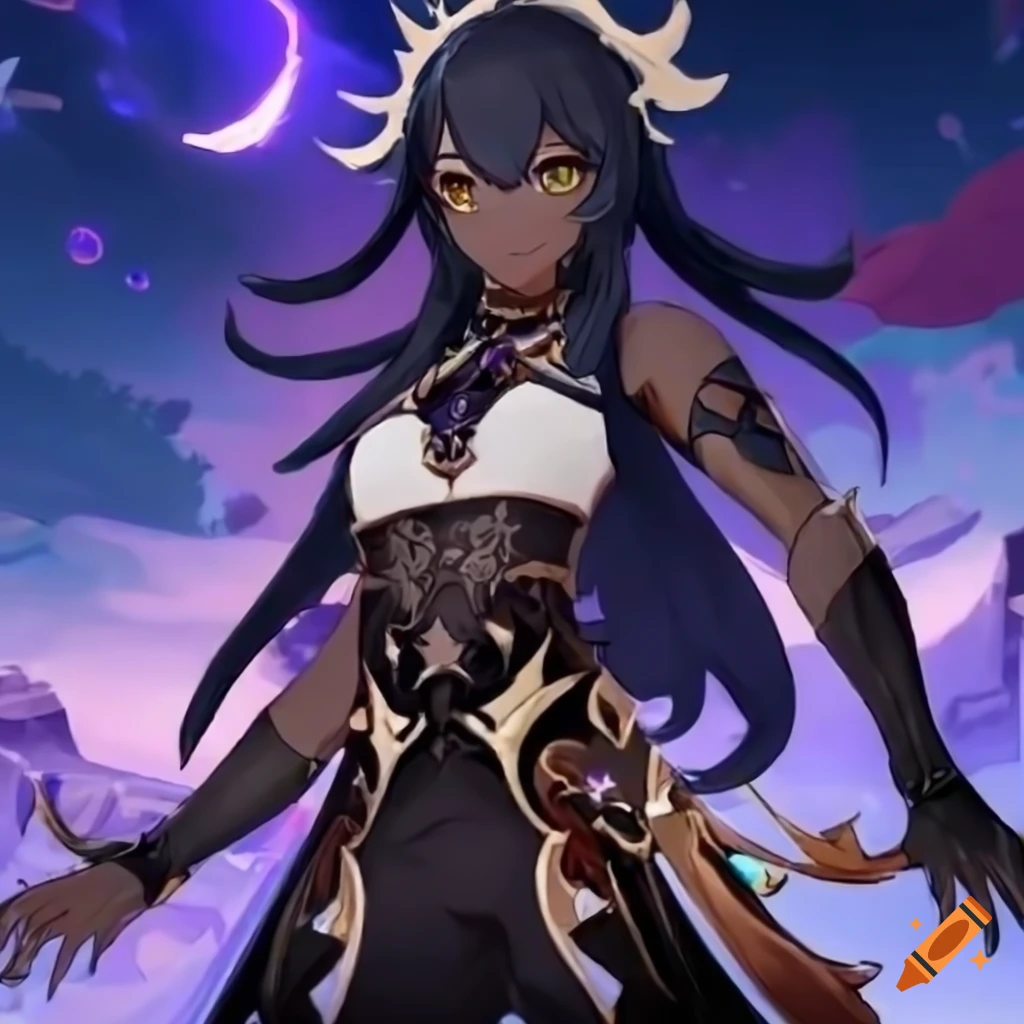 Playable character - black egyptian woman in genshin impact on Craiyon