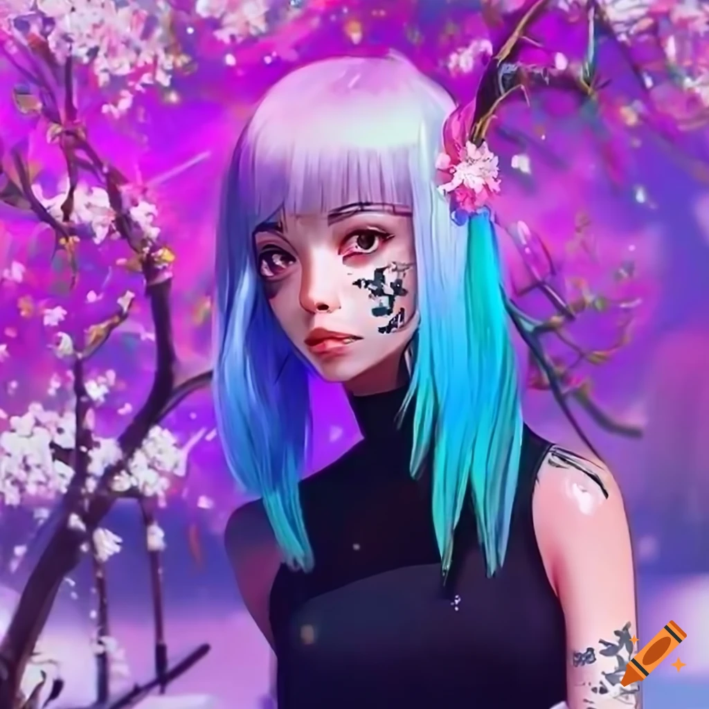 Cyberpunk Artwork Of A Beautiful Girl With Pastel Hair On Craiyon