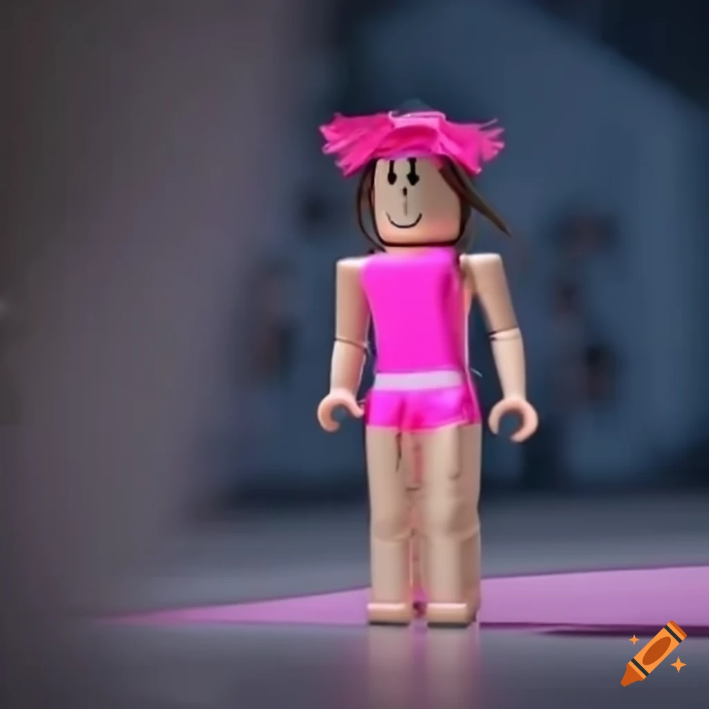 Roblox fashion model on a pink runway