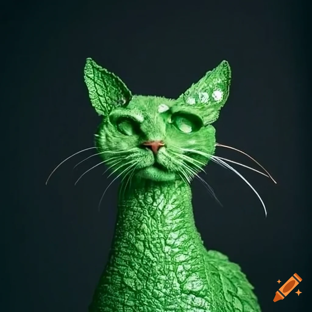 Cat made of mint leaves on Craiyon