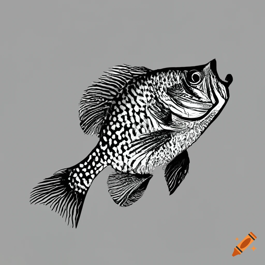 Stylized vector art of a crappie fish on Craiyon