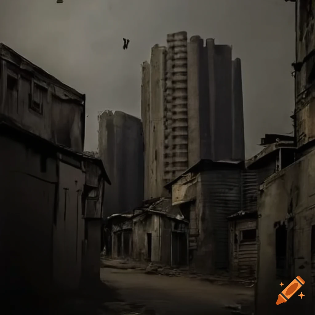 contrast between military fort and urban slums