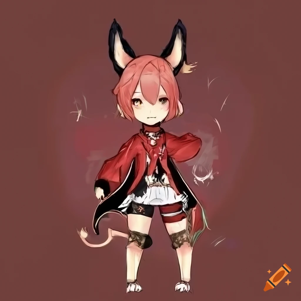 Illustration of a character in redthemed outfit on Craiyon