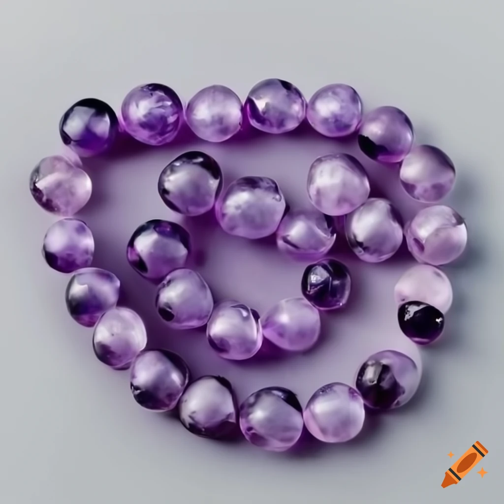 White background with amethyst beads