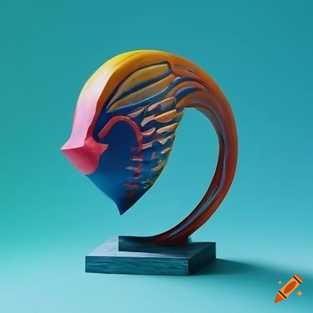 Abstract fish sculpture bust on Craiyon