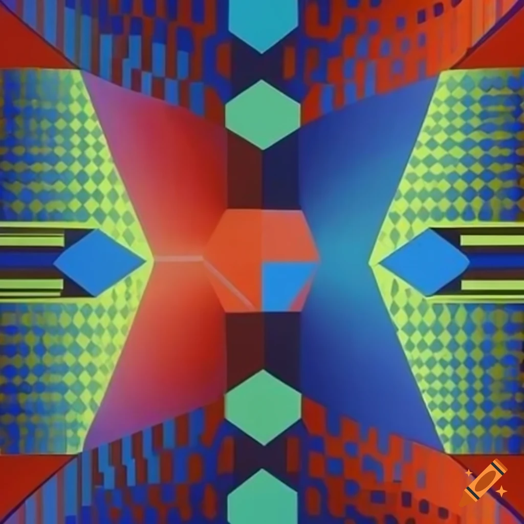Geometric surreal illusions by victor vasarely on Craiyon