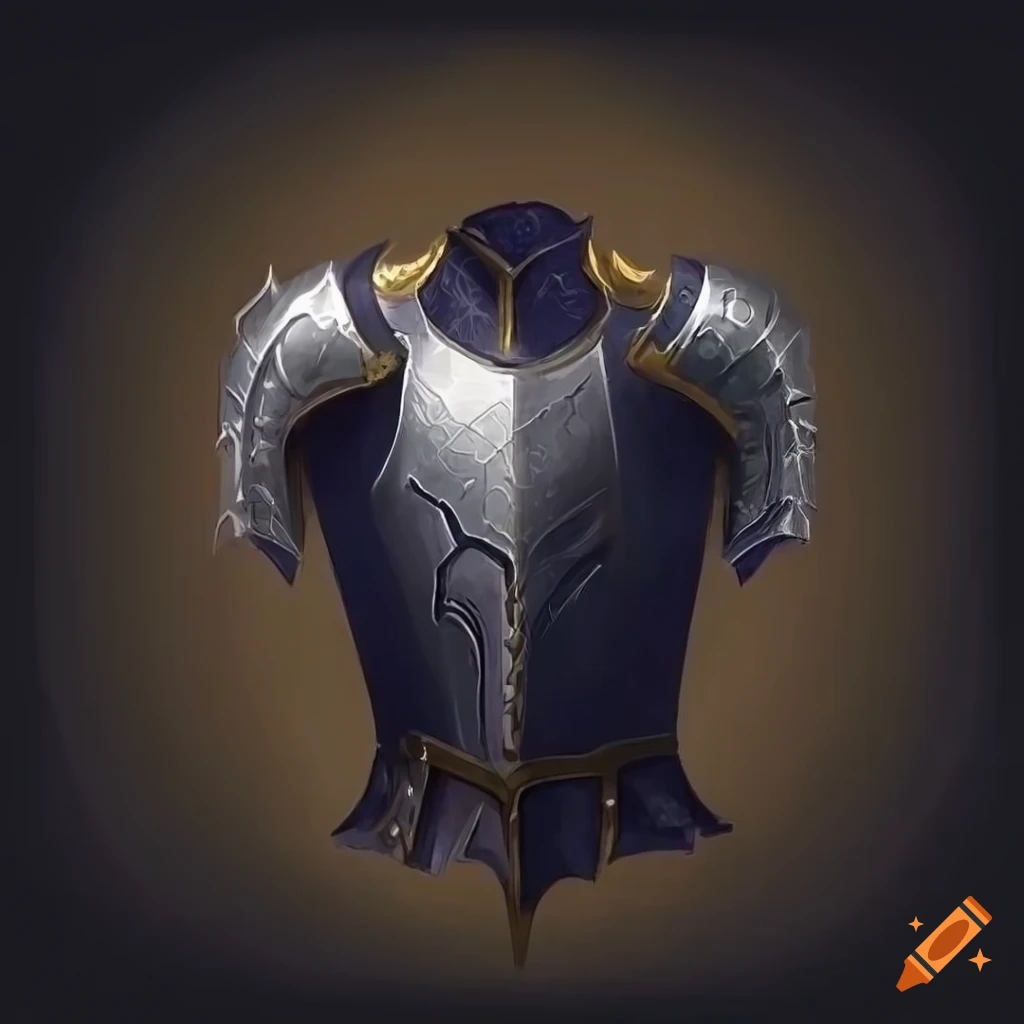 white background of a mythical enchanted armor