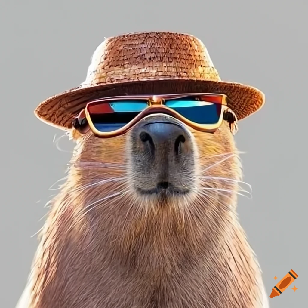 capybara wearing sunglasses and hat