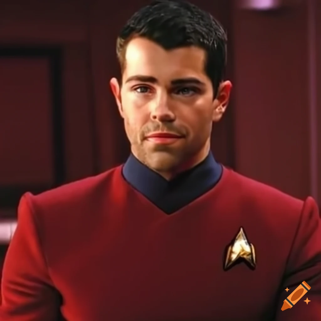 Image of jesse metcalfe in red starfleet uniform