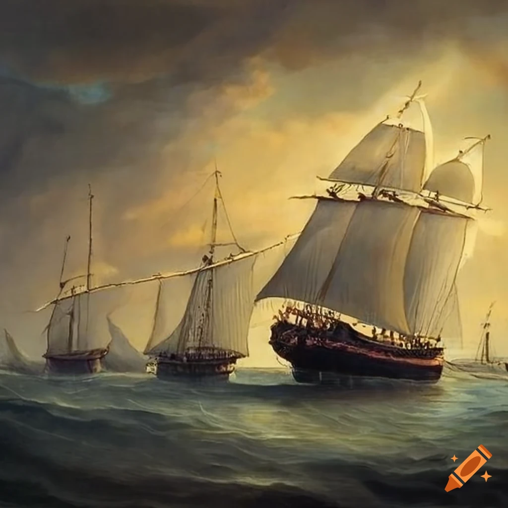 historic maritime battle between schooner and brigsloop