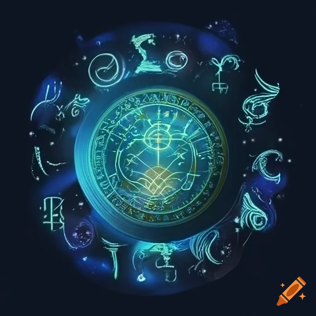 dark background with astrology symbols