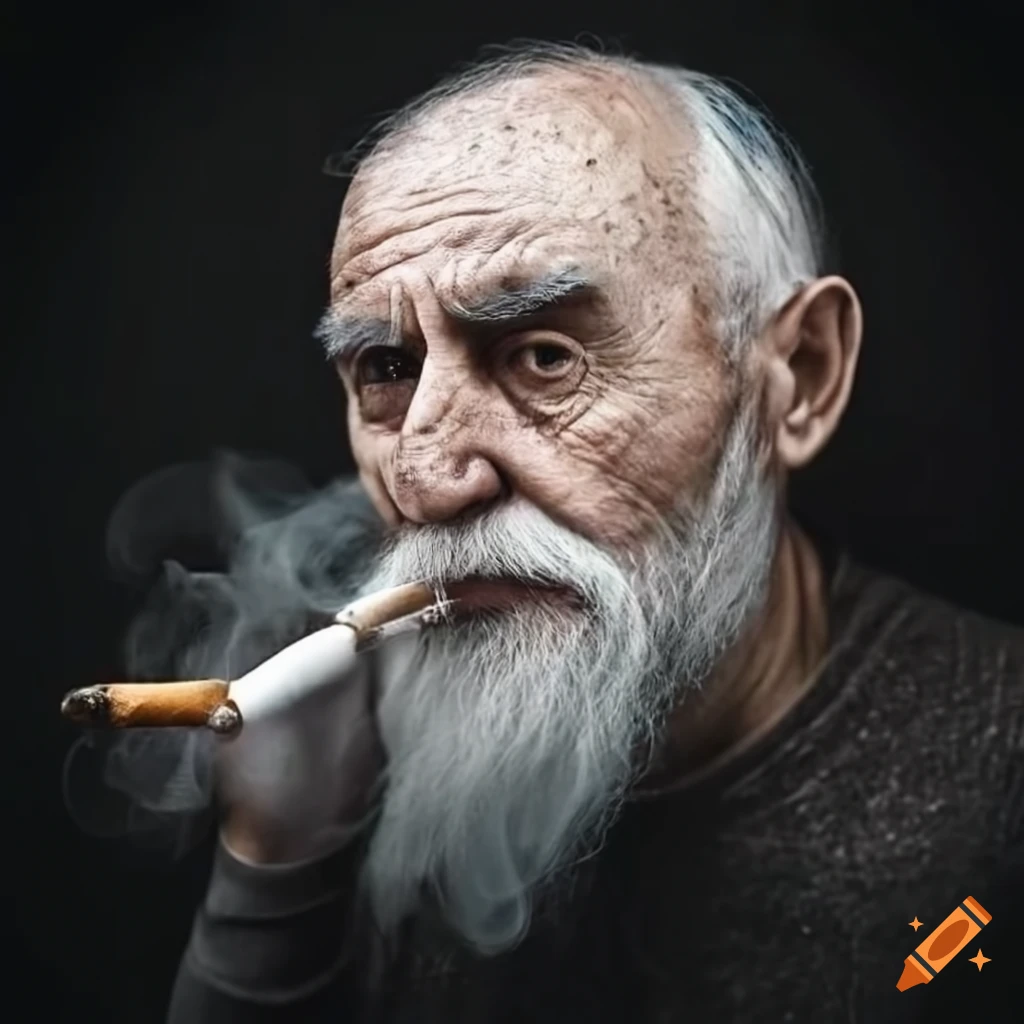 senior man smoking a joint