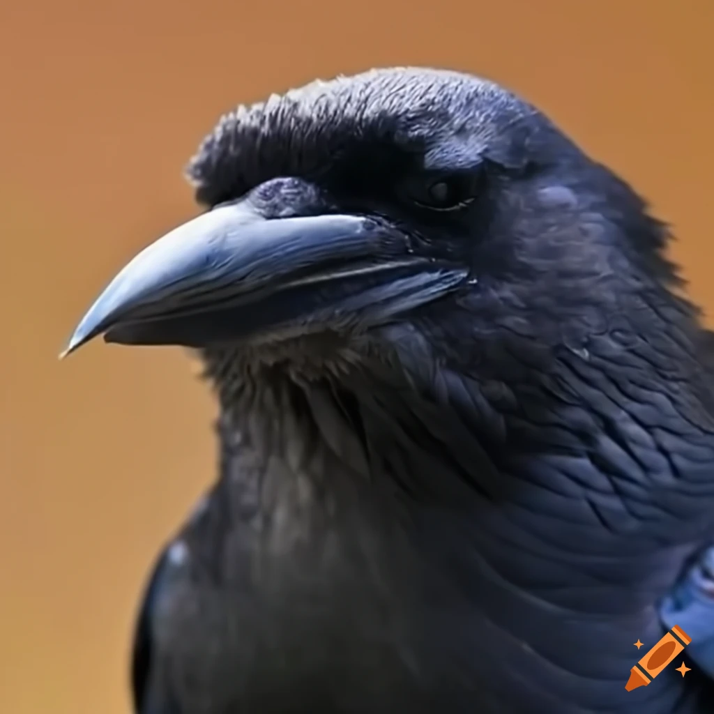 close-up of a mischievous crow's smile