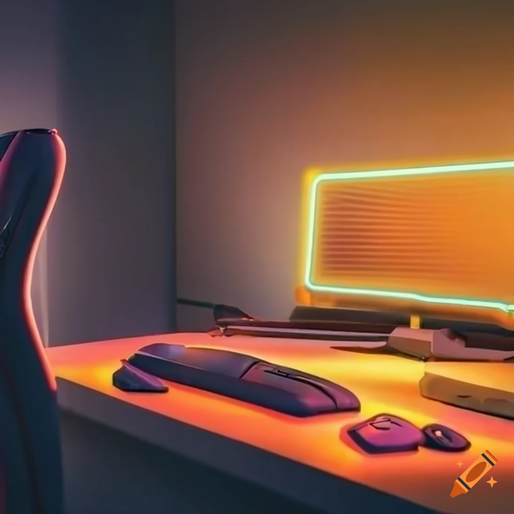 Gamer room with subtle lighting on Craiyon