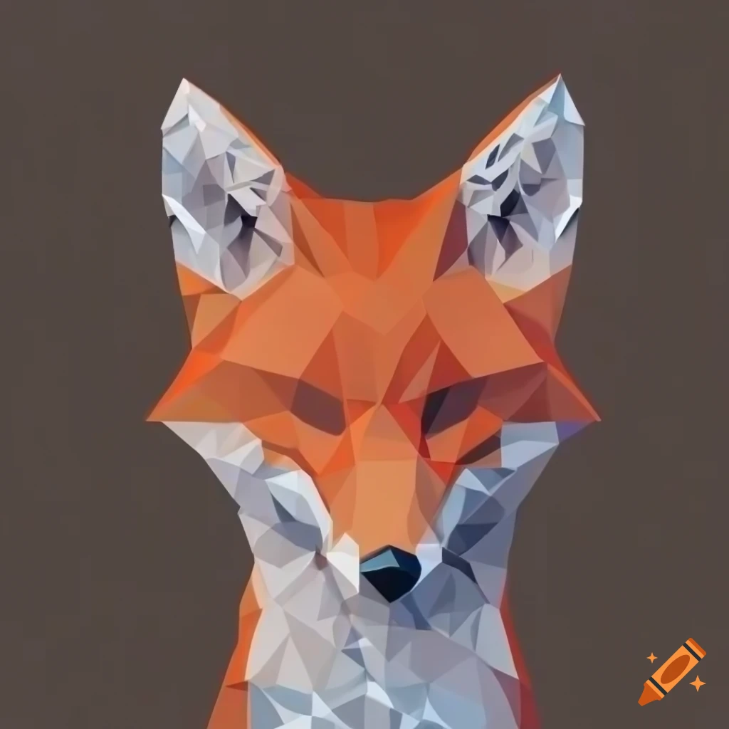 low poly fox logo design