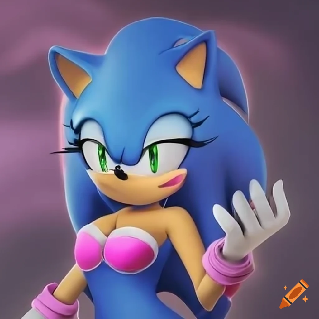 Sonic character, female, pink cat oc, cute dress, short on Craiyon
