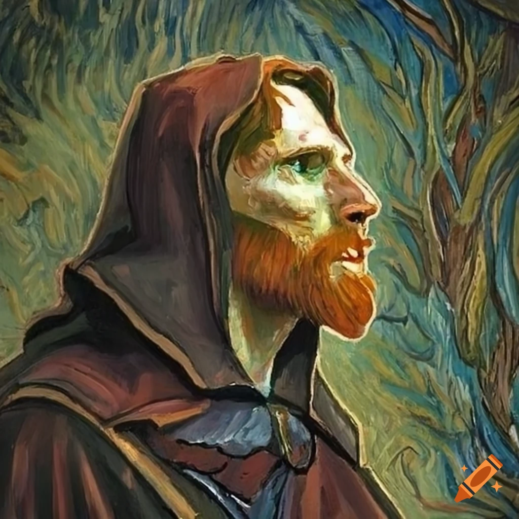 Aragorn hooded in Van Gogh's brushstrokes