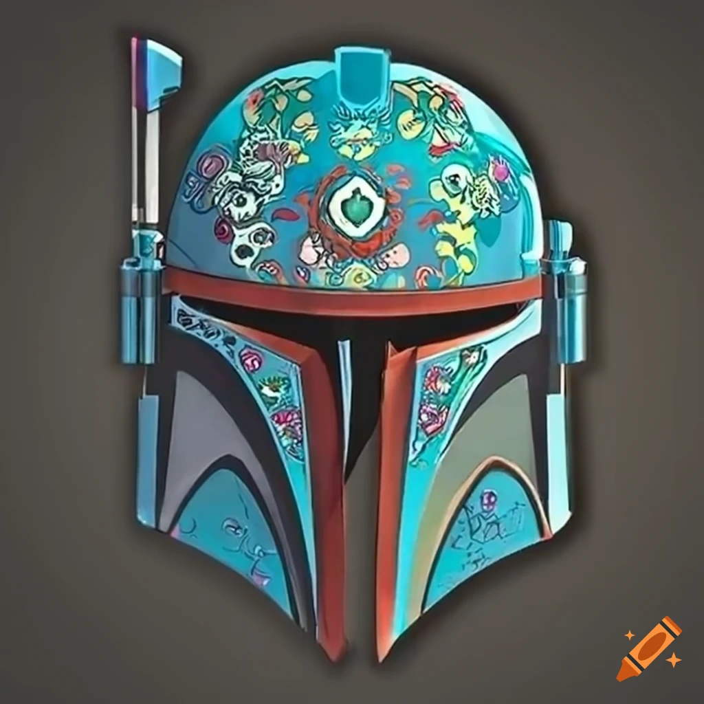 Colorful Mandalorian With Sugar Skull inspired Helmet On Craiyon