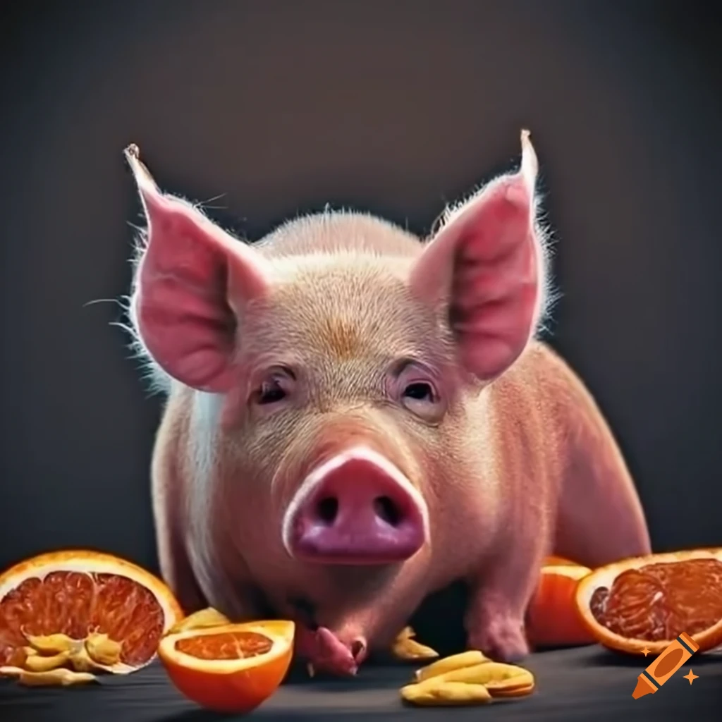 Pig eating orange nuts on Craiyon