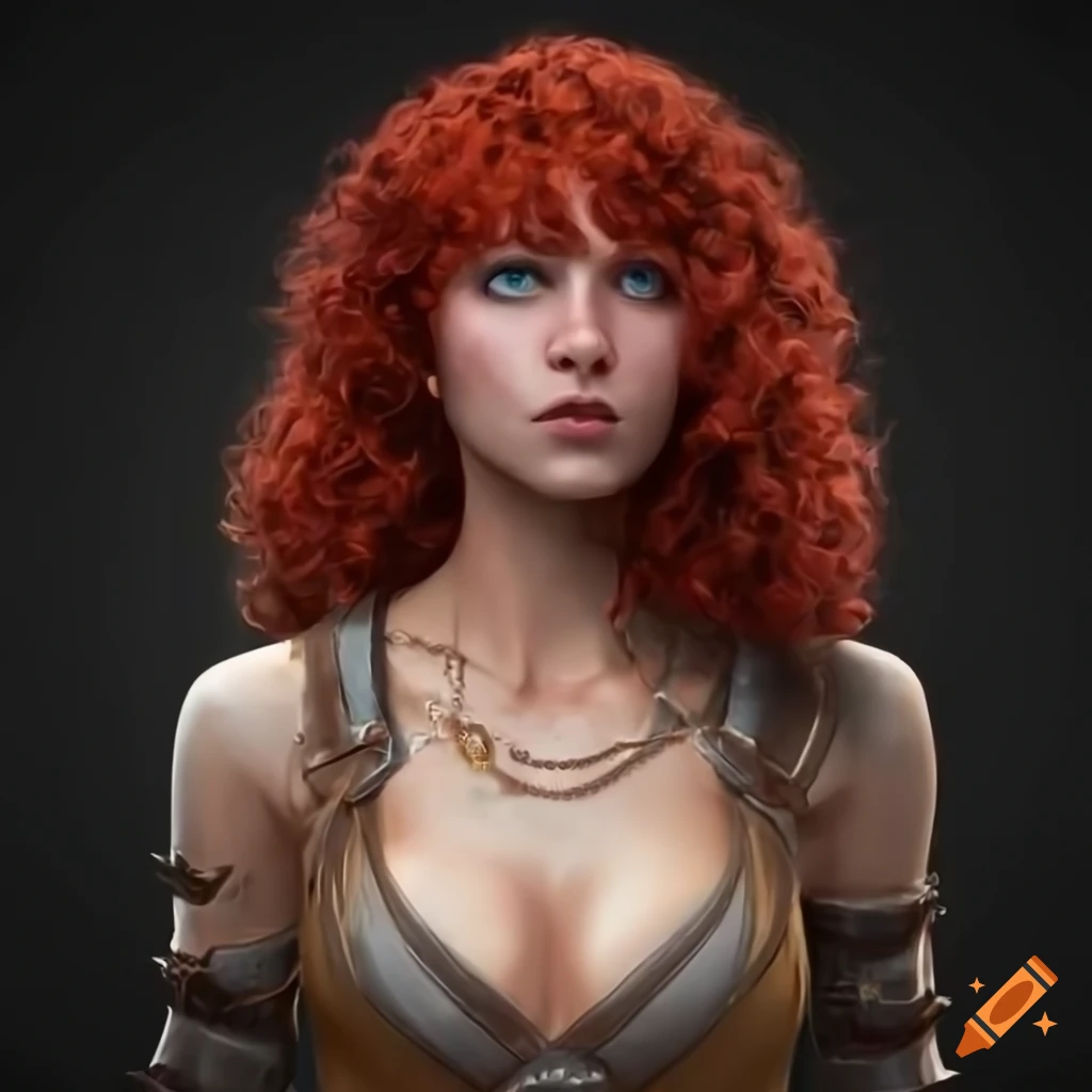 Illustration of a female rogue in brown leather armor on craiyon