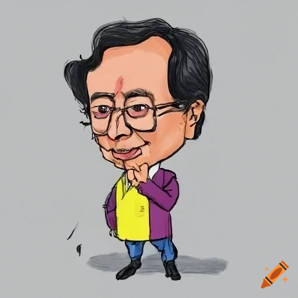 Drawing of gustavo petro urrego in comic style on Craiyon