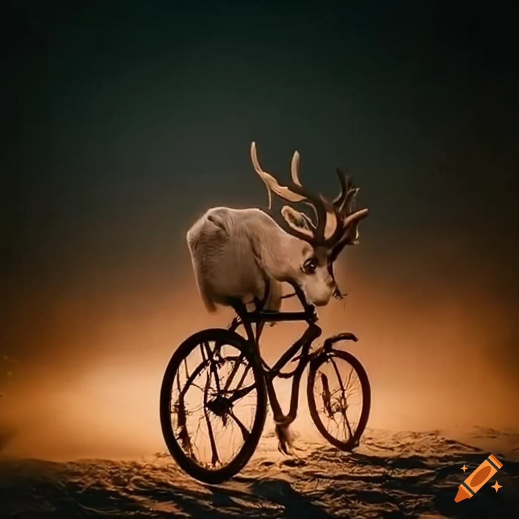 reindeer riding a bicycle
