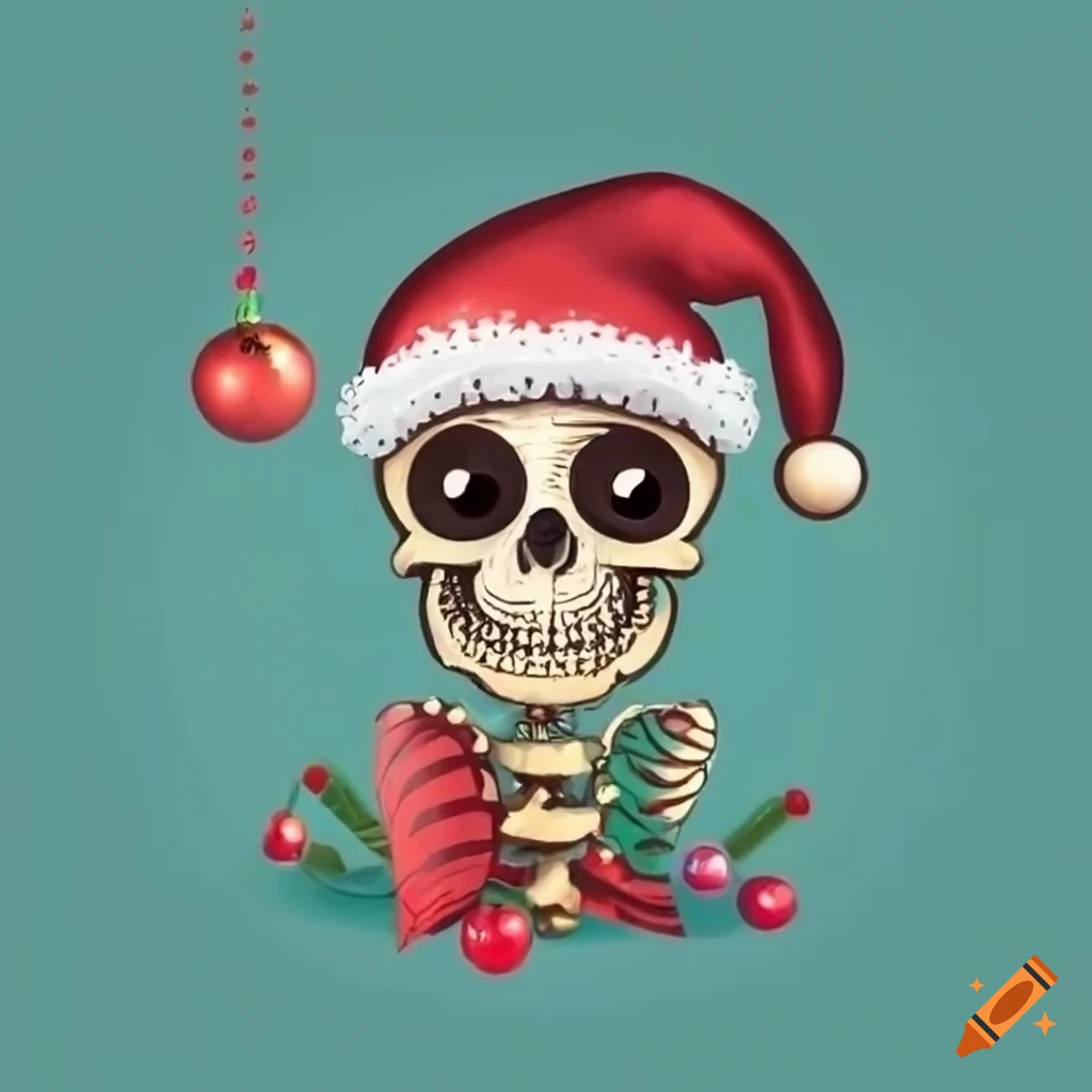 Cute skeleton with christmas decorations
